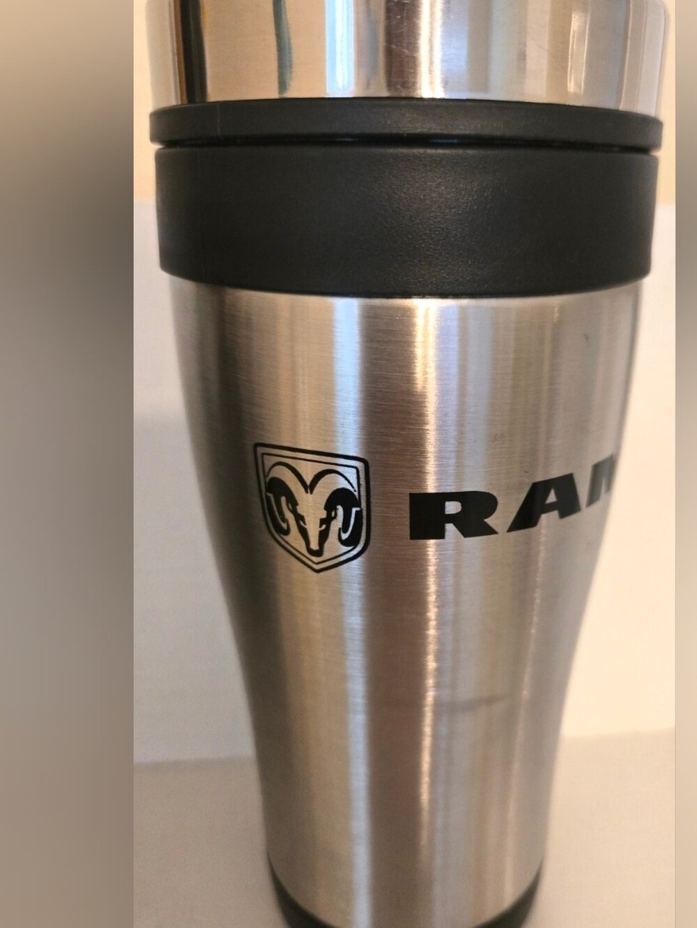 RAM Stainless Steel Travel Mug - Silver & Black 15oz New